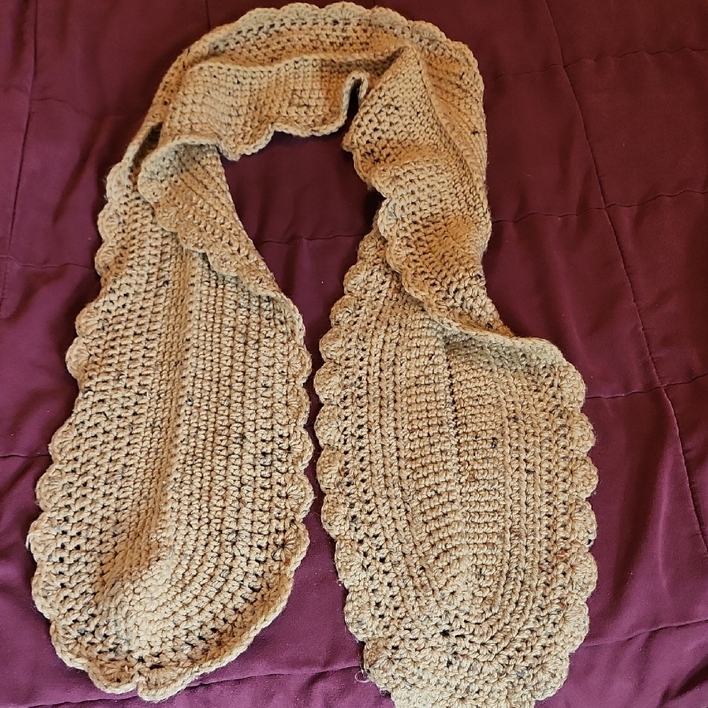 Elegant Tan Crochet Scarf